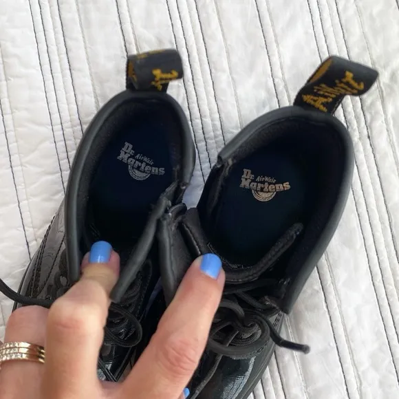 Dr. Martens Kids 1460 Patent Leather Lamper Combat Boots Black Zip-up Toddler 10