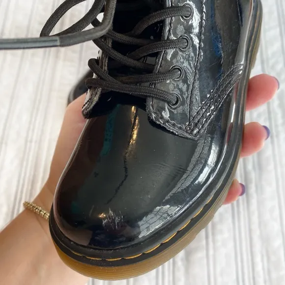 Dr. Martens Kids 1460 Patent Leather Lamper Combat Boots Black Zip-up Toddler 10