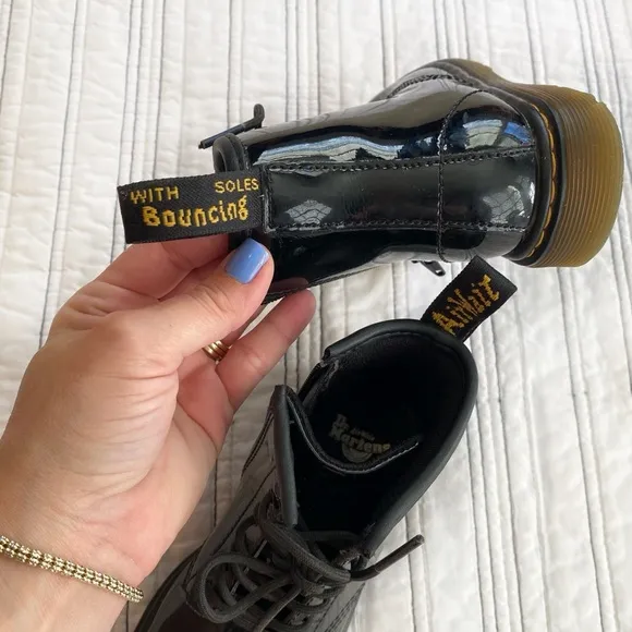 Dr. Martens Kids 1460 Patent Leather Lamper Combat Boots Black Zip-up Toddler 10