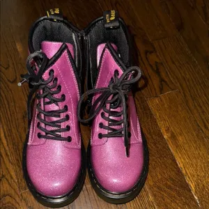 Dr. Marten's Kid's Pink Patent Glitter Junior Delaney Boot