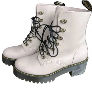 Dr. Martens Leona Leather Heeled Combat Boots Women’s 8