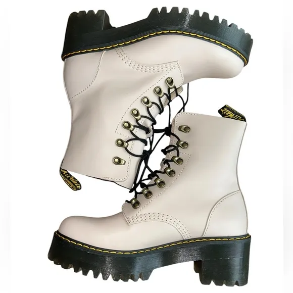 Dr. Martens Leona Leather Heeled Combat Boots Women’s 8