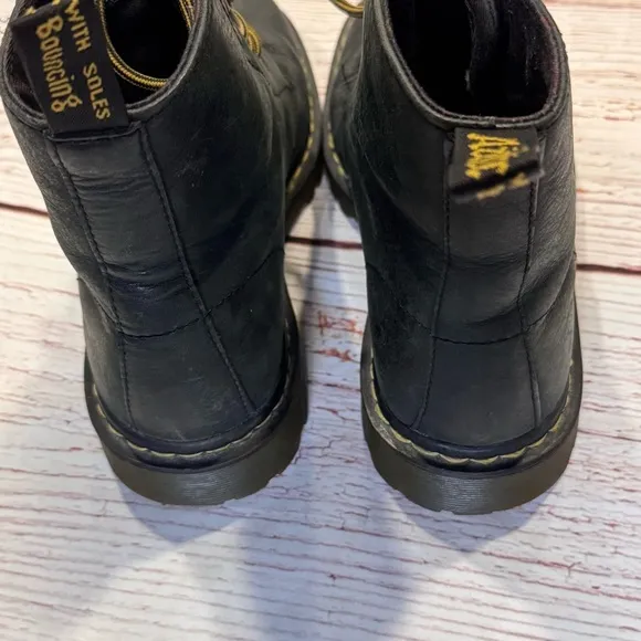 Dr Martens Luana Black Leathet Combat Boots Sz 6