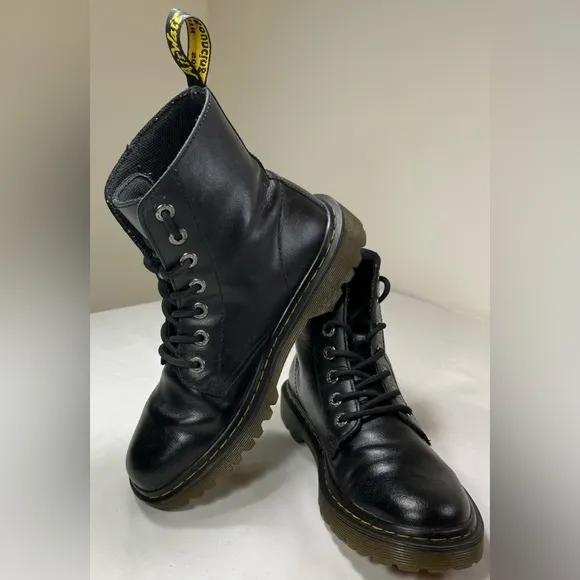 Dr Martens Luana Moto Combat Boots, Leather Wom 8