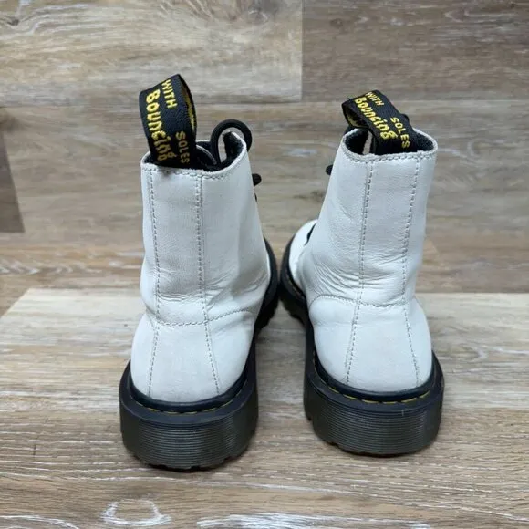 Dr. Martens Luana White Leather Combat Boots Women's Size 7