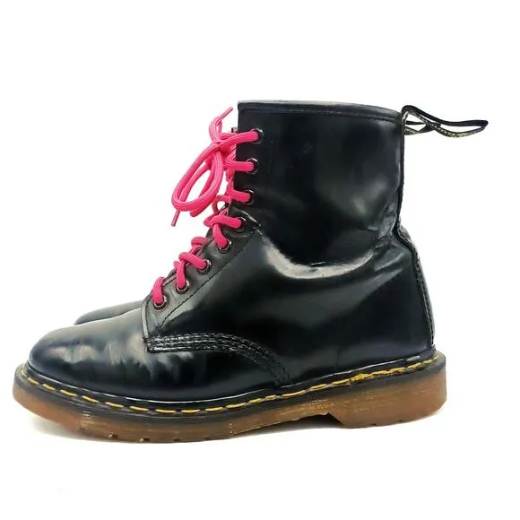 Dr. MARTENS Made in England Black Leather Combat Boots Women’s 9  Vintage Grunge