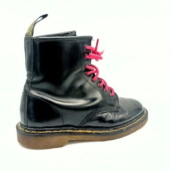 Dr. MARTENS Made in England Black Leather Combat Boots Women’s 9  Vintage Grunge