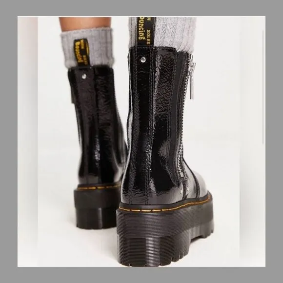 Dr Martens Max Distressed Patent Chelsea Platform Boots Size 9 Size 11 NEW