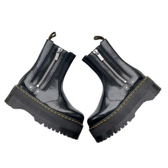 Dr Martens Max Distressed Patent Chelsea Platform Boots Size 9 Size 11 NEW