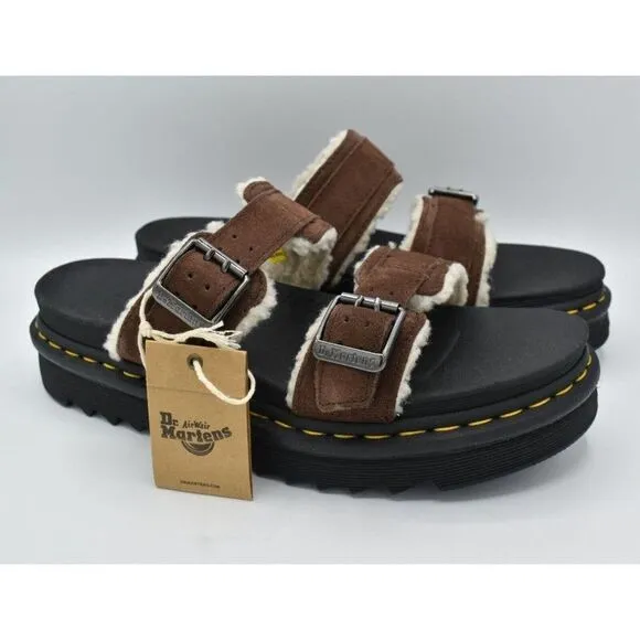 Dr Martens Mens Size 12 Myles Brown Suede Buckle Slide Sandals Shoes