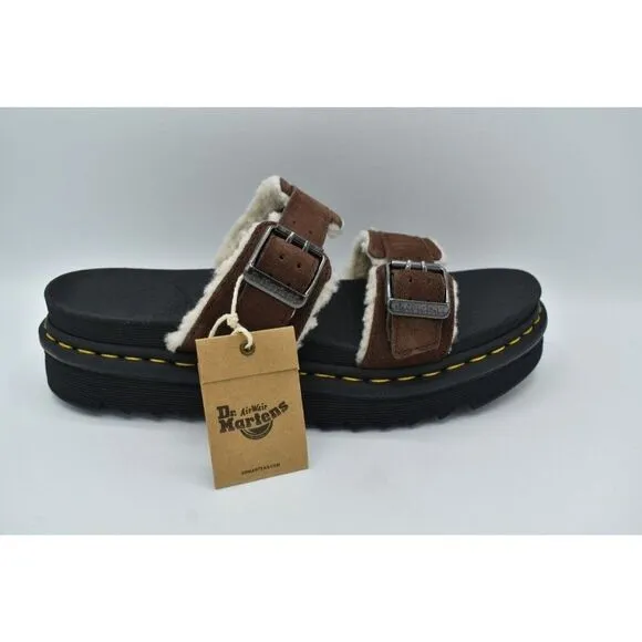 Dr Martens Mens Size 12 Myles Brown Suede Buckle Slide Sandals Shoes