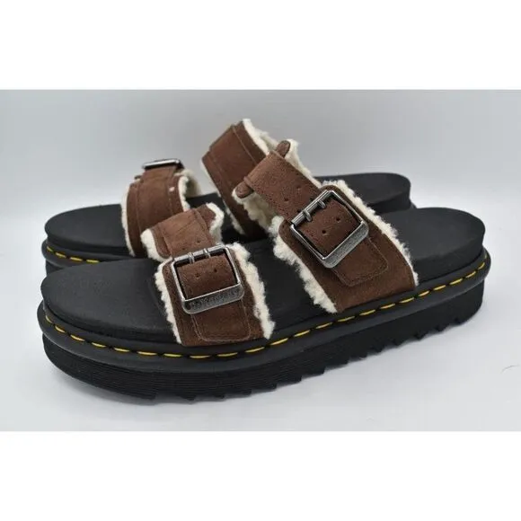 Dr Martens Mens Size 12 Myles Brown Suede Buckle Slide Sandals Shoes
