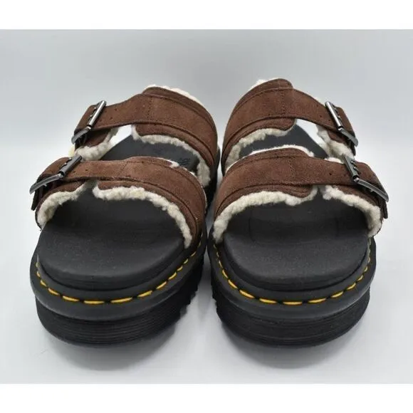 Dr Martens Mens Size 12 Myles Brown Suede Buckle Slide Sandals Shoes