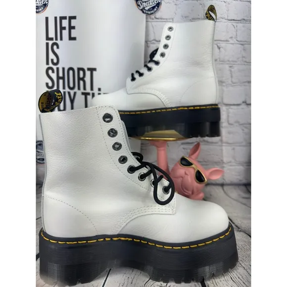 Dr Martens Pascal Max Platform Combat Boots Womens 10 | Mens 9 EU 42 White NEW