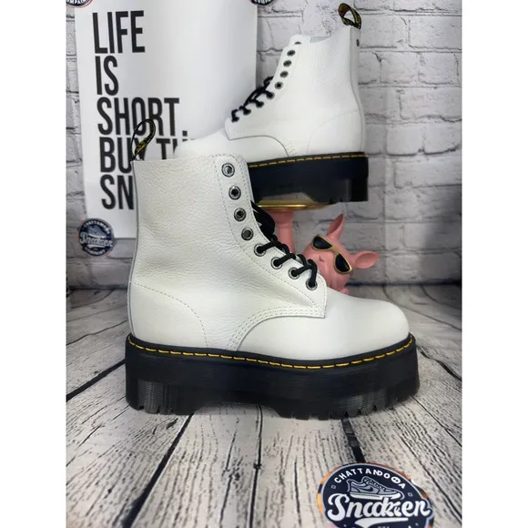 Dr Martens Pascal Max Platform Combat Boots Womens 10 | Mens 9 EU 42 White NEW