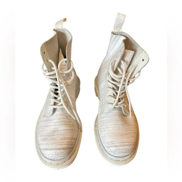 Dr Martens Pascal Painter Leather Combat Boots Womens Size 7 Mens Size 6 White
