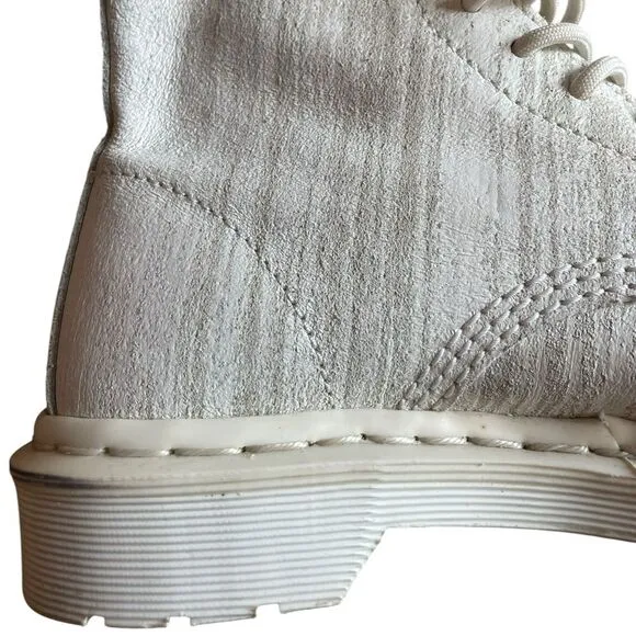 Dr Martens Pascal Painter Leather Combat Boots Womens Size 7 Mens Size 6 White