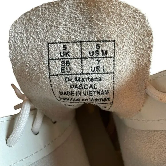 Dr Martens Pascal Painter Leather Combat Boots Womens Size 7 Mens Size 6 White