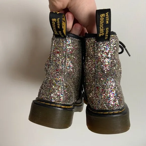 Dr. Marten's Rainbow Glitter Ankle Lace Up Combat Boots Youth Size 2