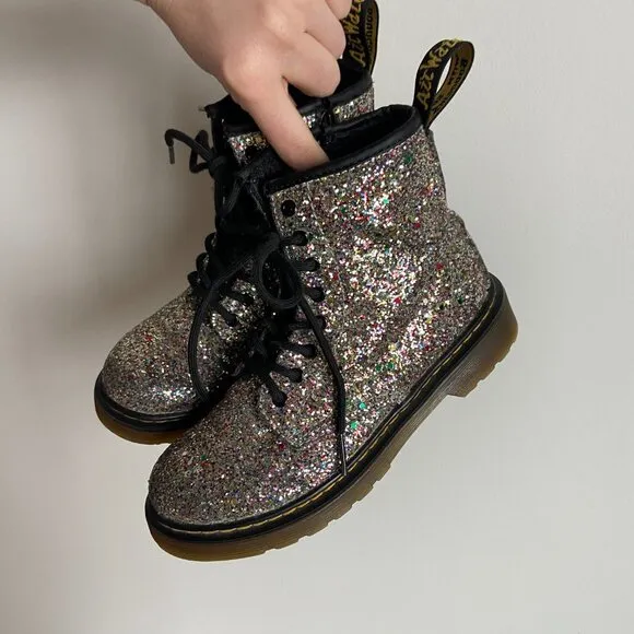 Dr. Marten's Rainbow Glitter Ankle Lace Up Combat Boots Youth Size 2