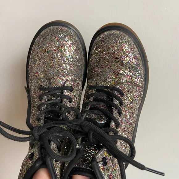 Dr. Marten's Rainbow Glitter Ankle Lace Up Combat Boots Youth Size 2