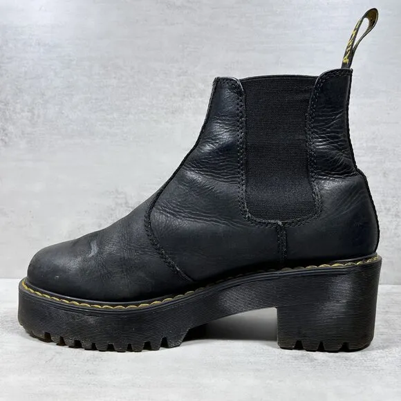 Dr Martens Rometty Leather Platform Chelsea Boots - Women's Size 8 - Black