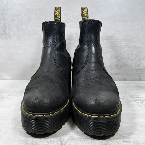 Dr Martens Rometty Leather Platform Chelsea Boots - Women's Size 8 - Black