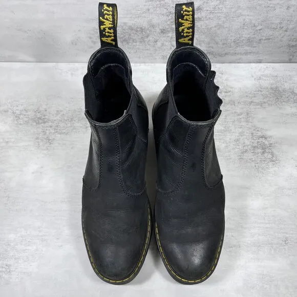 Dr Martens Rometty Leather Platform Chelsea Boots - Women's Size 8 - Black