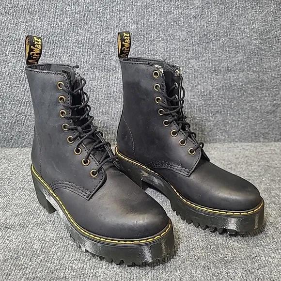 Dr. Martens Shriver Hi Leather Lace-Up Platform Women's Sz 7 Combat Boot *Flaws