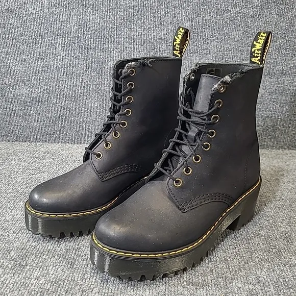 Dr. Martens Shriver Hi Leather Lace-Up Platform Women's Sz 7 Combat Boot *Flaws