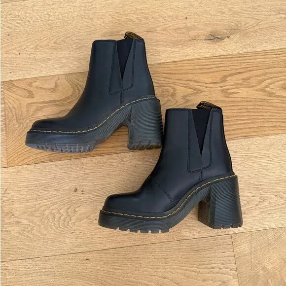 Dr Martens - Spence Leather Flared Heel Chelsea Boots in Black
