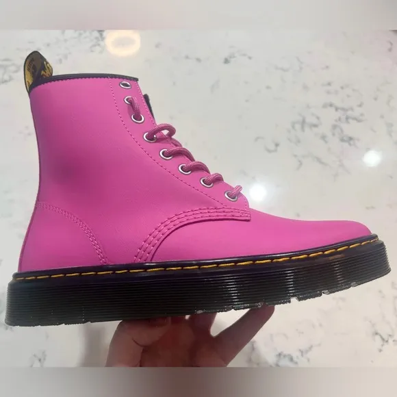 Dr. Martens Unisex Men’s SZ.9/Women’s SZ.10 ZAVALA Leather Pink Combat Boots New