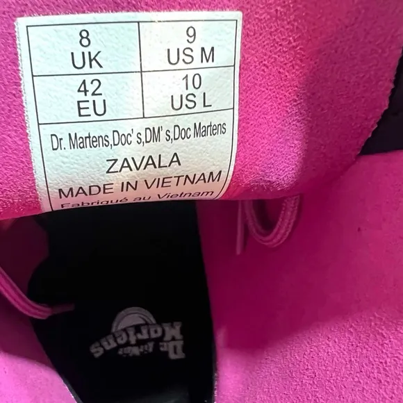 Dr. Martens Unisex Men’s SZ.9/Women’s SZ.10 ZAVALA Leather Pink Combat Boots New