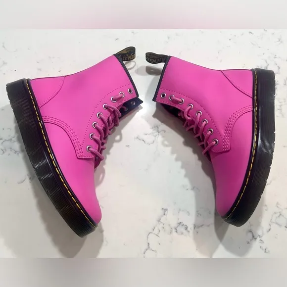 Dr. Martens Unisex Men’s SZ.9/Women’s SZ.10 ZAVALA Leather Pink Combat Boots New