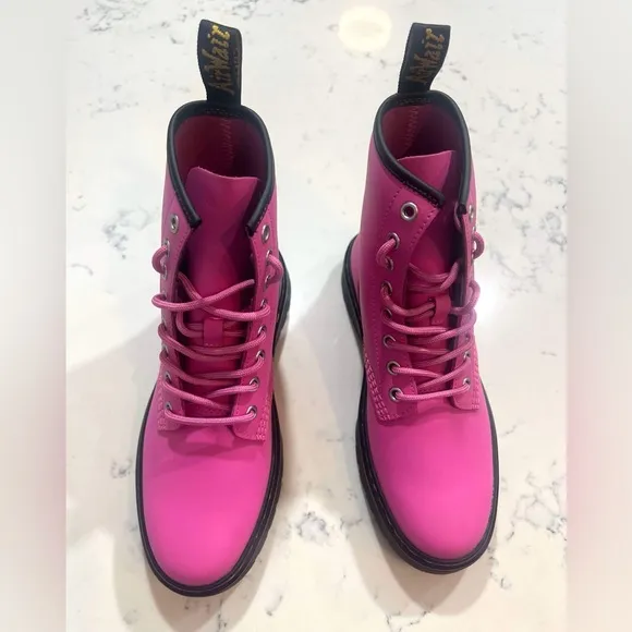 Dr. Martens Unisex Men’s SZ.9/Women’s SZ.10 ZAVALA Leather Pink Combat Boots New