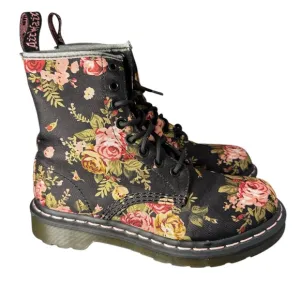 Dr. Martens Victorian 1460 Flowers Floral Pascal Rose Combat Boots Pink RARE 6