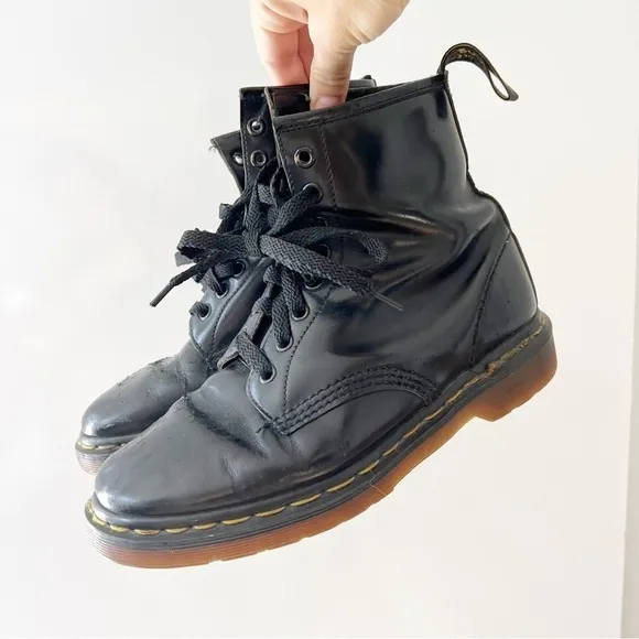 Dr. Martens Vintage 1990s Lace Up Combat Leather Boots