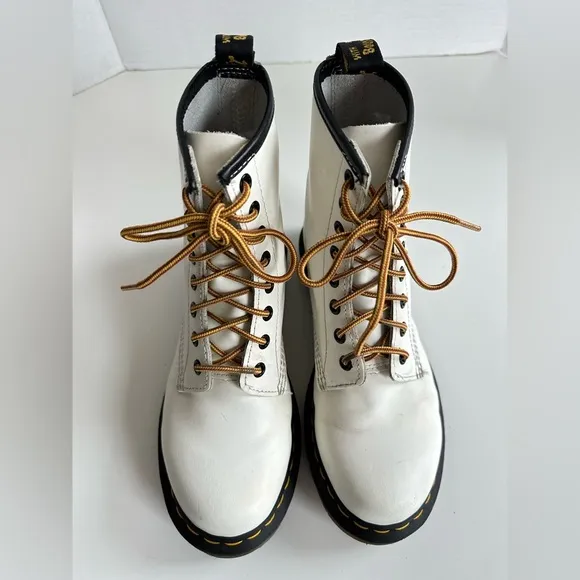 Dr Martens White Lace Up Combat Boots Size 7