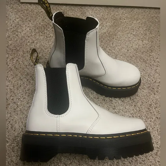 Dr Martens White Leather Chelsea Boots
