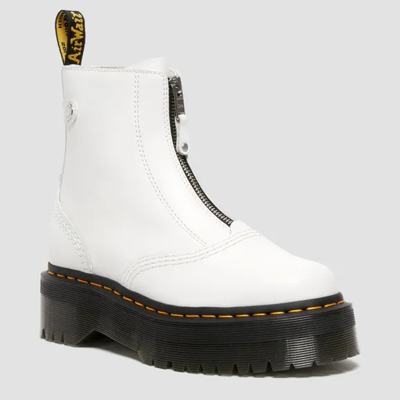 Dr. Martens white zip Jetta leather boots  platform combat doc Size 7