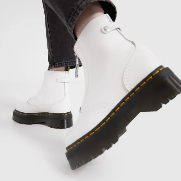 Dr. Martens white zip Jetta leather boots  platform combat doc Size 7