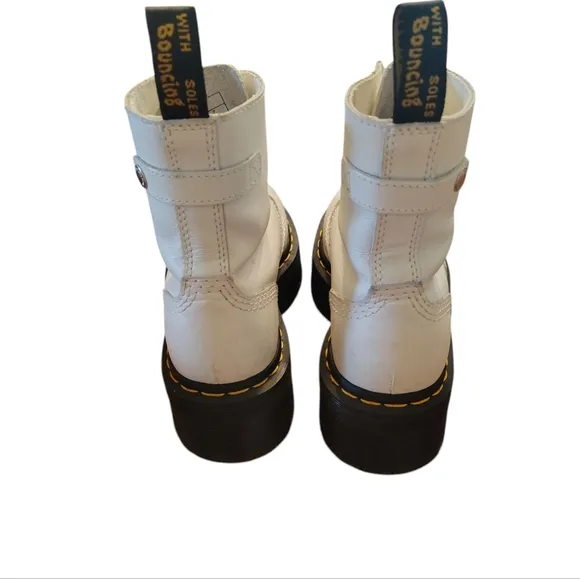 Dr. Martens white zip Jetta leather boots  platform combat doc Size 7