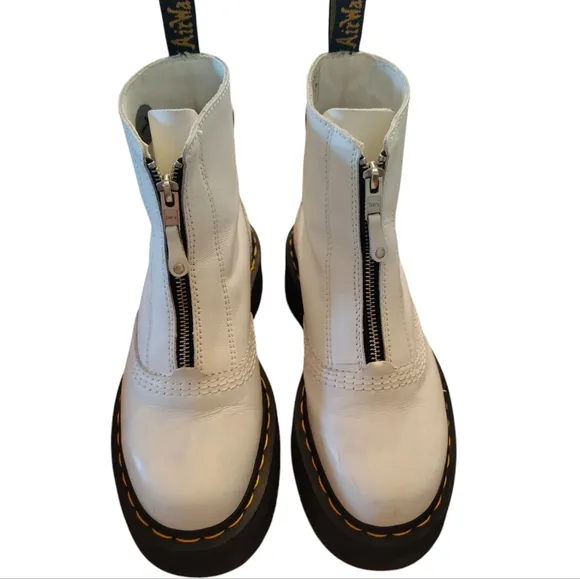 Dr. Martens white zip Jetta leather boots  platform combat doc Size 7