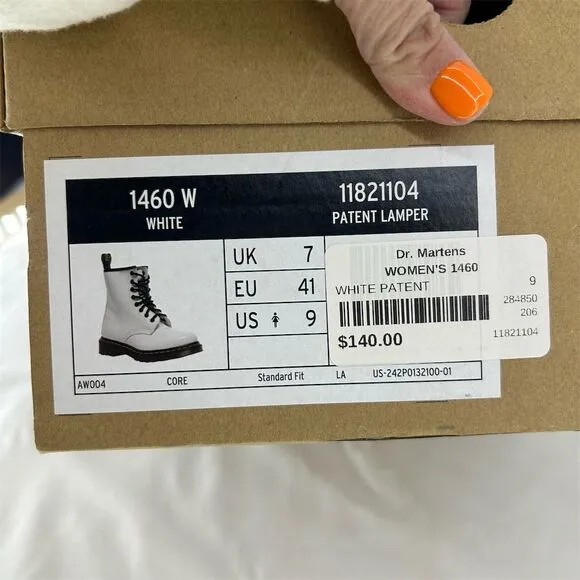 Dr. Martens Women's 1460 Pascal White Combat Boots Size 9 NIB