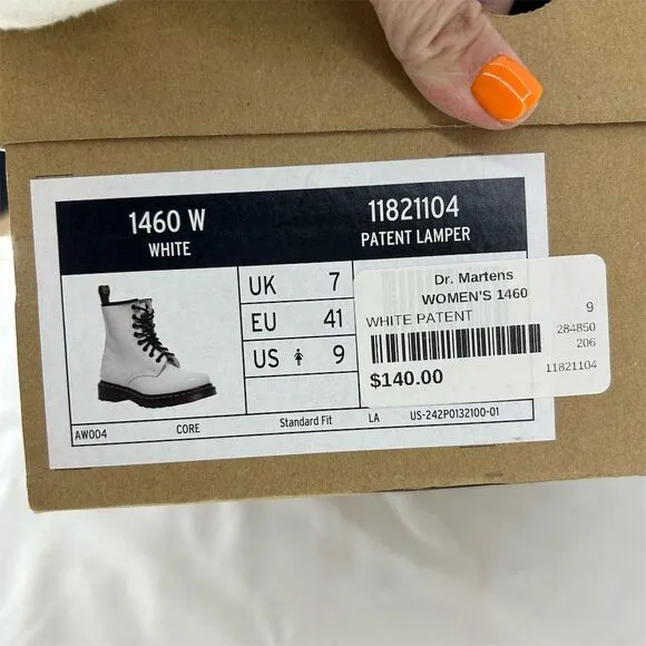 Dr. Martens Women's 1460 Pascal White Combat Boots Size 9 NIB