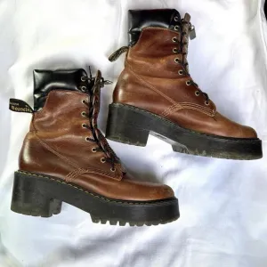 Dr Martens Womens KARMILLA Boots Lace Up Tall Combat  Sz 37 Or 6.5