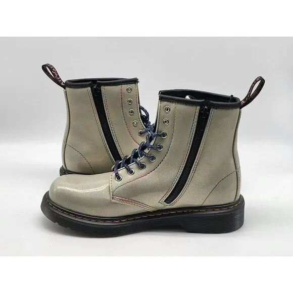 Dr. Martens Womens Silver Sparkle Rays Lace up Boots Size 5