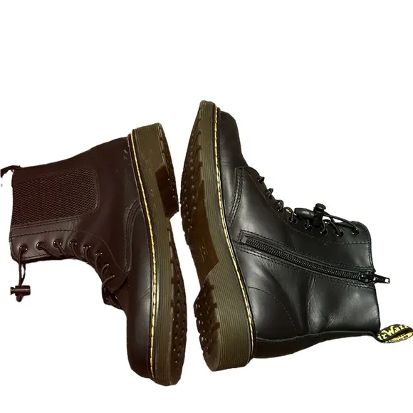 DR. MARTENS YOUTH Black Drawsrring Front Lace Up Air Cushion Combat Boots-SIze 4