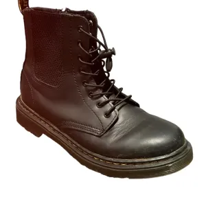 DR. MARTENS YOUTH Black Drawsrring Front Lace Up Air Cushion Combat Boots-SIze 4