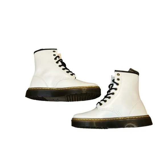 Dr. Martens Zavala Air‎ Wair White Leather Combat Boots Size 5M NWOT/NEW